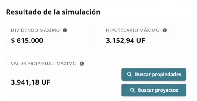 Resultado del simulador hipotecario